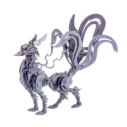 Metal Nine-tailed Fox 3D Puzzle Assembly Kit - DIY Jigsaw Model for Creative Crafting and Unique Gifts DIY Engine Diyengmod