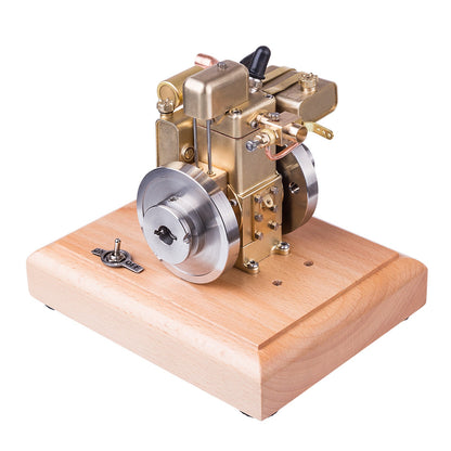 M12B 1.6cc Mini Water-Cooled Single-Cylinder 4-Stroke Gas Engine Model with Wooden Base Engine Models Diyengmod