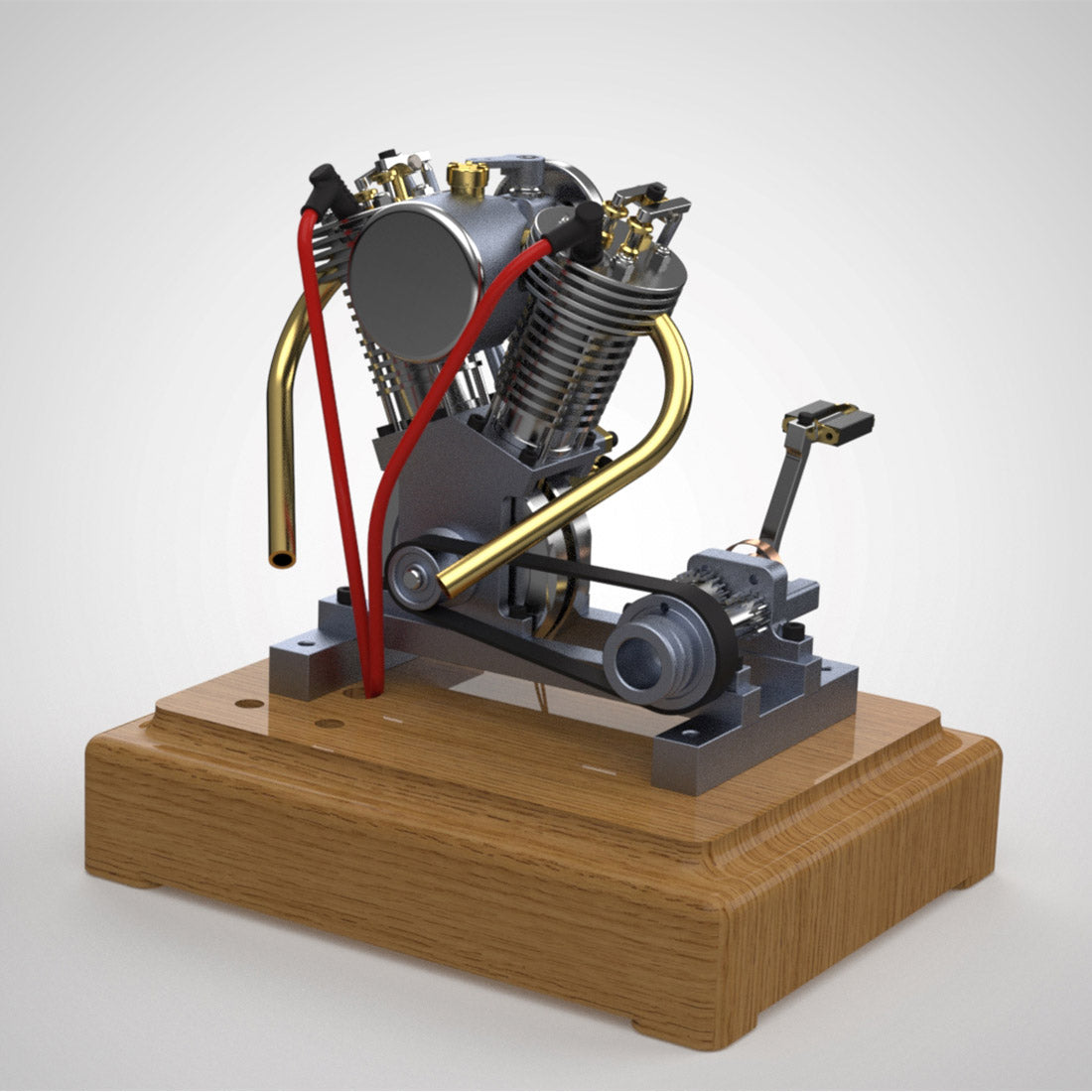 MUSA Hoglet V-Twin Miniature Gasoline Engine Model - Realistic 4-Stroke Motorcycle with Kickstart Function (RTR Version) Engine Models Diyengmod