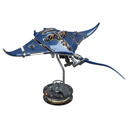 Illuminated 3D Metal Manta Ray Mechanical Model Kit - DIY Bionic Assembly 3D Puzzle Model Kit Diyengmod Blue