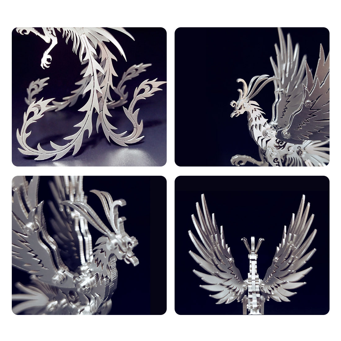 Metallic Silver Phoenix 3D Puzzle Assembly Kit - DIY Mechanical Jigsaw Craft for Creative Gifts 3D Puzzle Model Kit Diyengmod