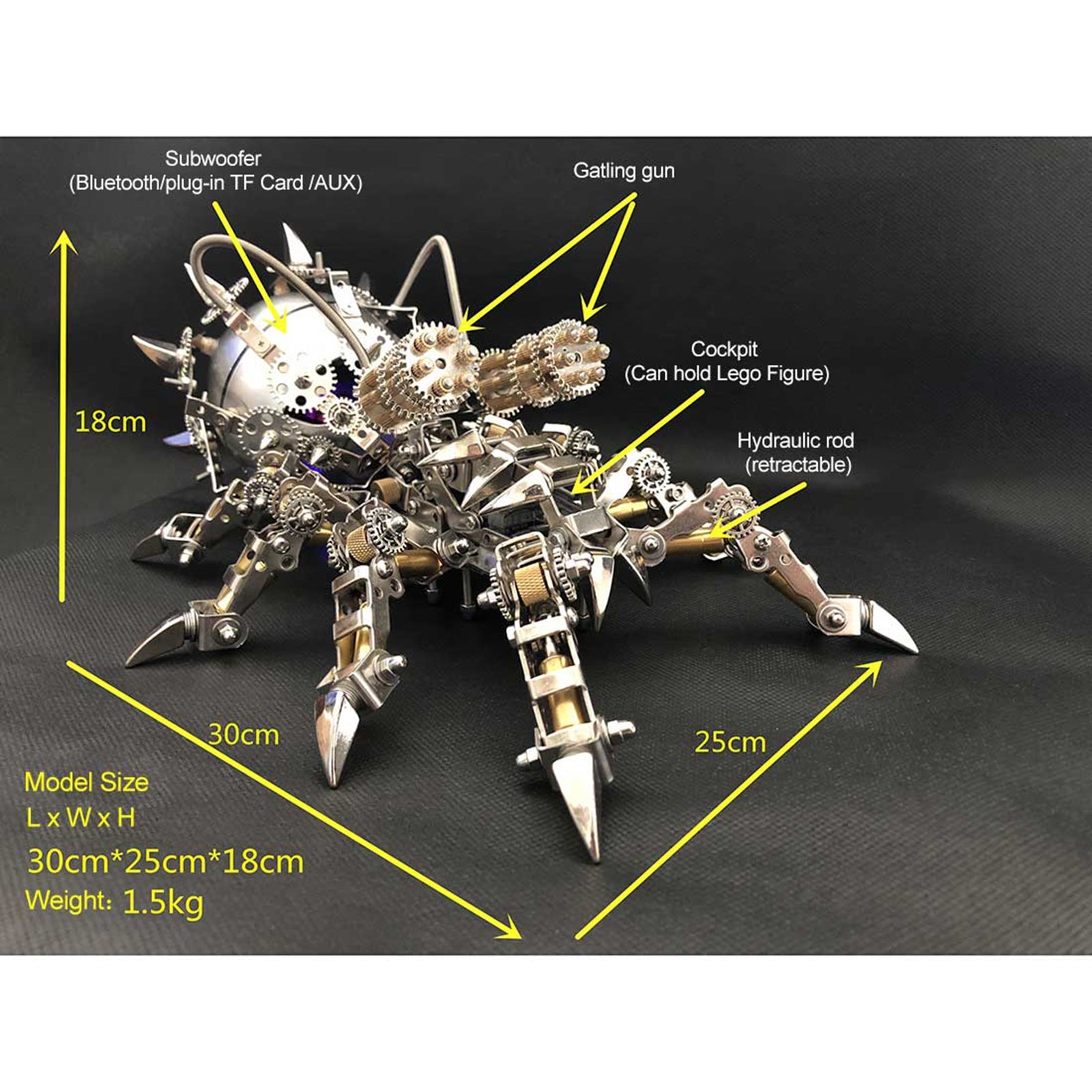 Bluetooth-Enabled 3D Spider Model Kit with DIY Assembly and Speaker 3D Puzzle Model Kit Diyengmod