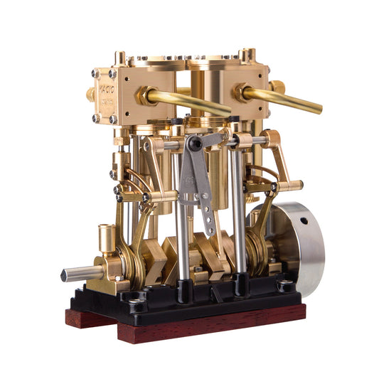 KACIO LS2-13S Compact Vertical Steam Engine with Oil Cup for Model Boats - 2-Cylinder Reciprocating Design, Reverse Rotation Compatible Steam Engine Diyengmod