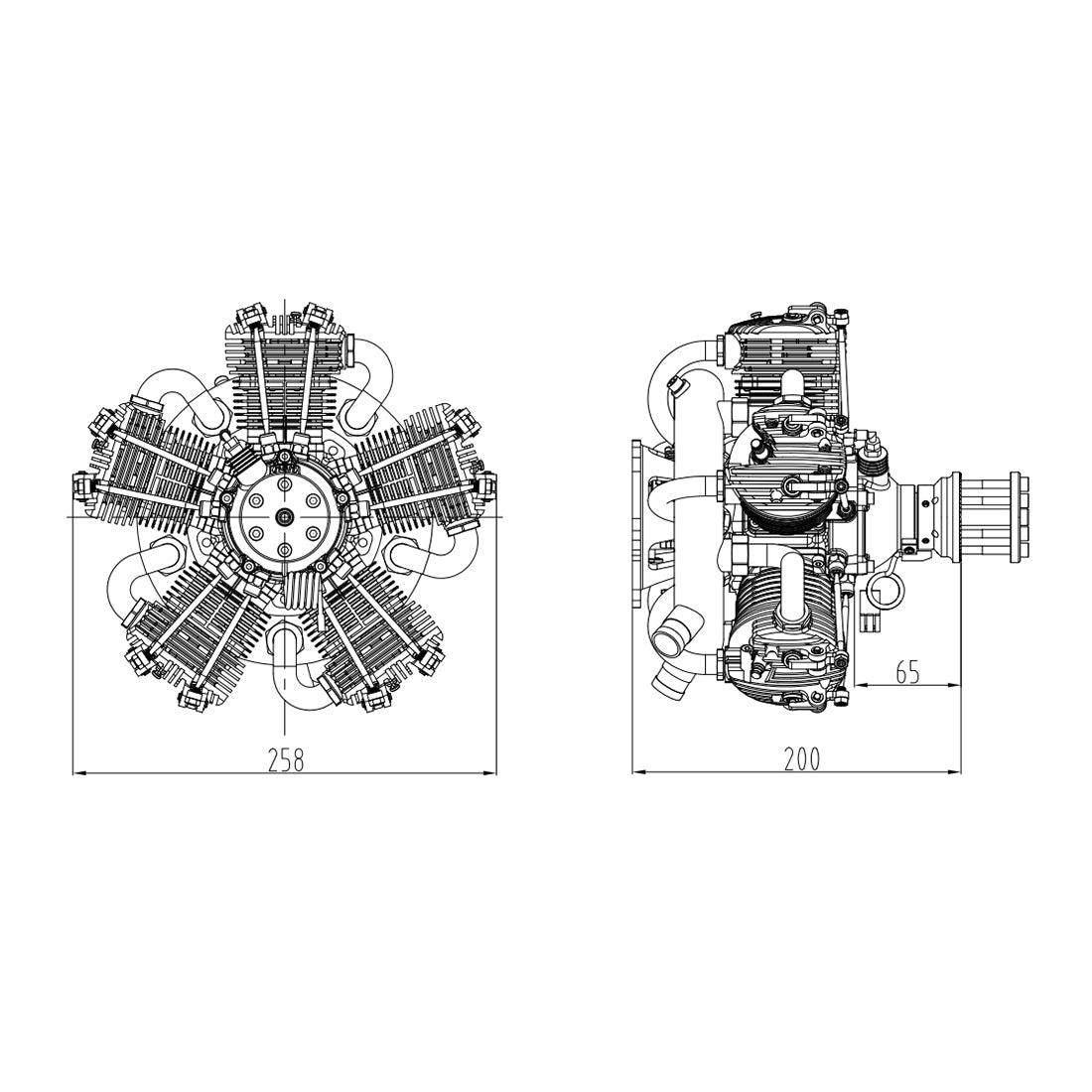 150cc NGH GF150R5 Five-Cylinder Four-Stroke Radial Engine for RC Fixed-Wing Airplanes Engine Models Diyengmod