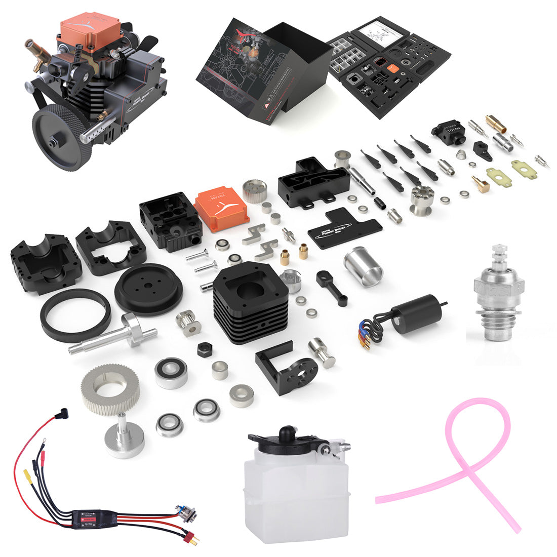 DIY 4-Stroke RC Engine Building Kit - Toyan FS-S100AC Model Engine with Starter Accessories Toyan Engine Diyengmod TOYAN FS-S100AC/Methanol