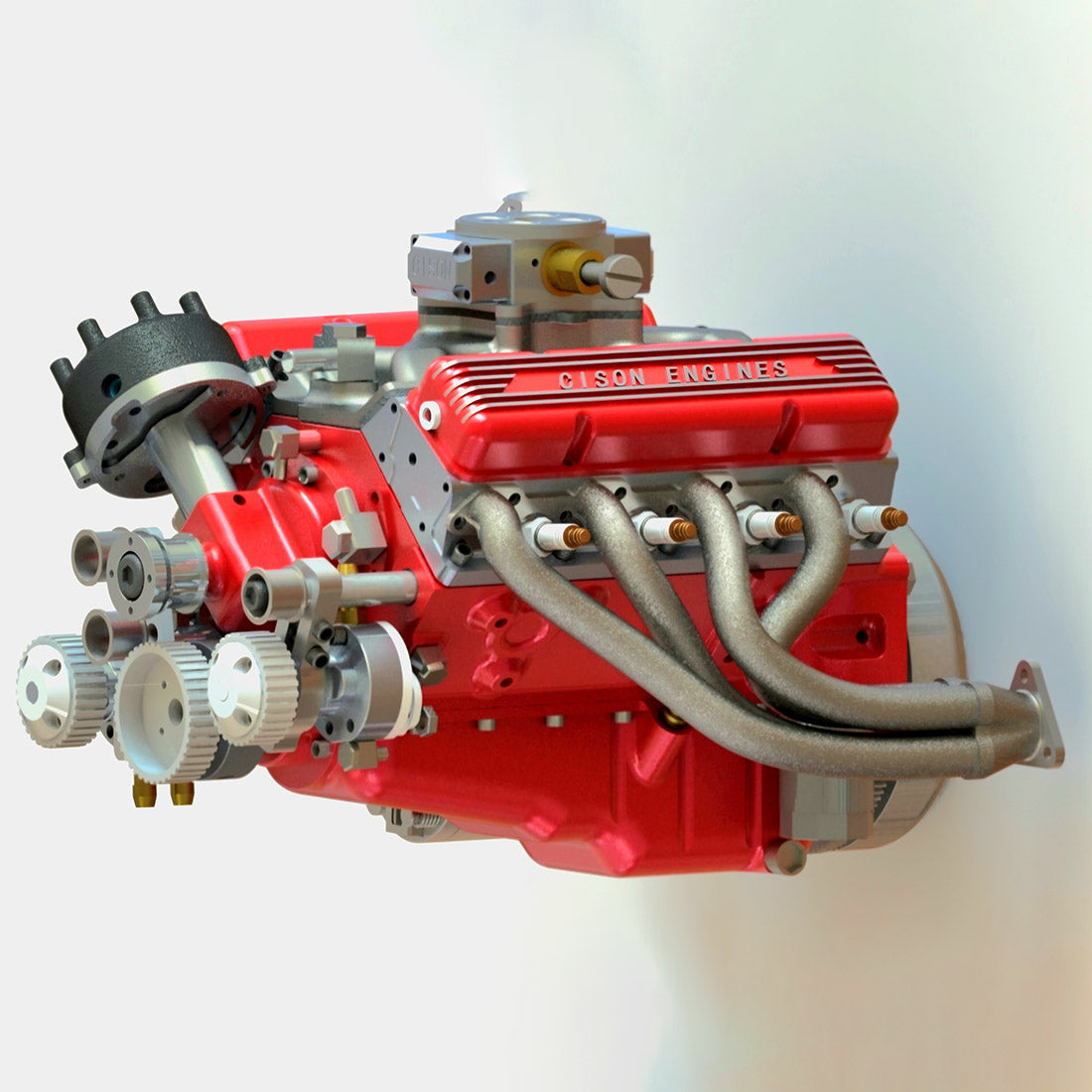 CISON 44CC V8 Gas Engine Model Kit - Build Your Own Functional 1/6 Scale Water-Cooled OHV 4-Stroke Engine DIY Engine Diyengmod