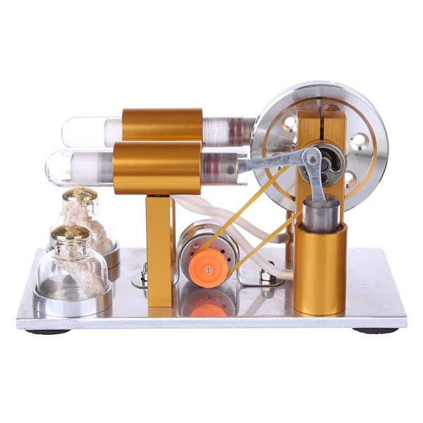 2 Cylinder Stirling Engine Physics Experiment Kit with Light Bulb - DIY Science Model Multi-Cylinder Stirling Engine Diyengmod