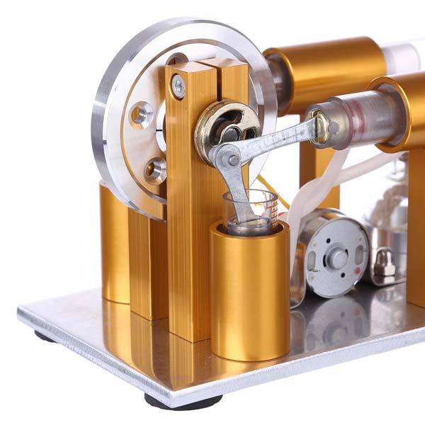 2 Cylinder Stirling Engine Physics Experiment Kit with Light Bulb - DIY Science Model Multi-Cylinder Stirling Engine Diyengmod