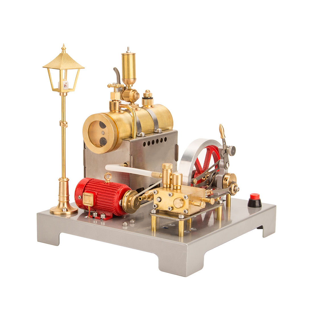 RETROL SE-02 Complete Metal Stationary Steam Engine Kit with Functional Boiler, Generator, and Illuminating Street Lamp Steam Engine Diyengmod