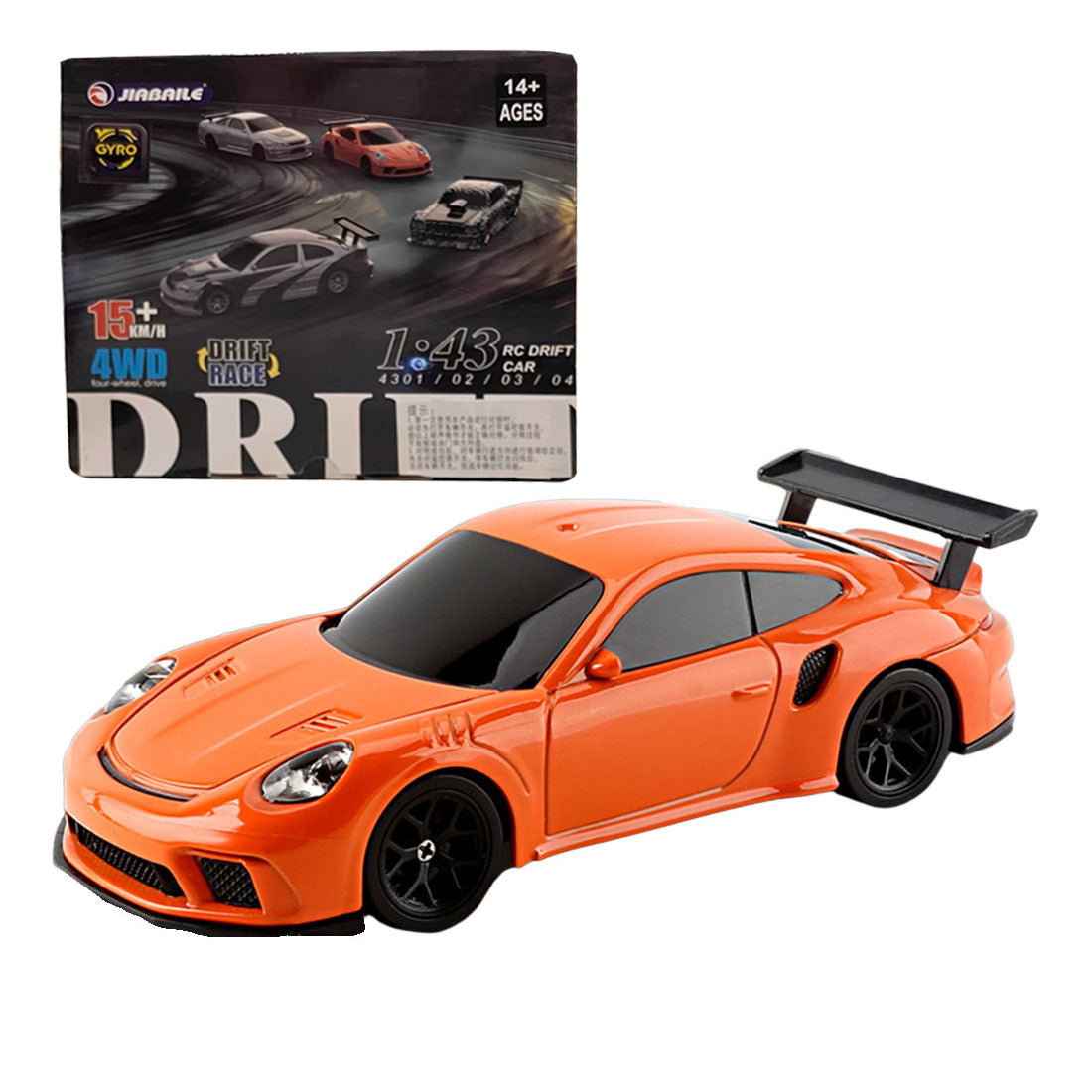 1/43 Scale 2.4G 4WD Electric Mini Drift Racing Car - DIYEngMod Ultimate Edition RC Car Diyengmod Gyroscope RTR Version Orange