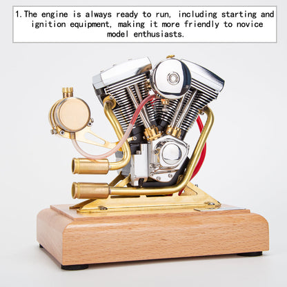 RETROL R33 Mini V-Twin 4.2CC Gasoline Engine Model - Classic Motorcycle Internal Combustion Engine Engine Model Diyengmod