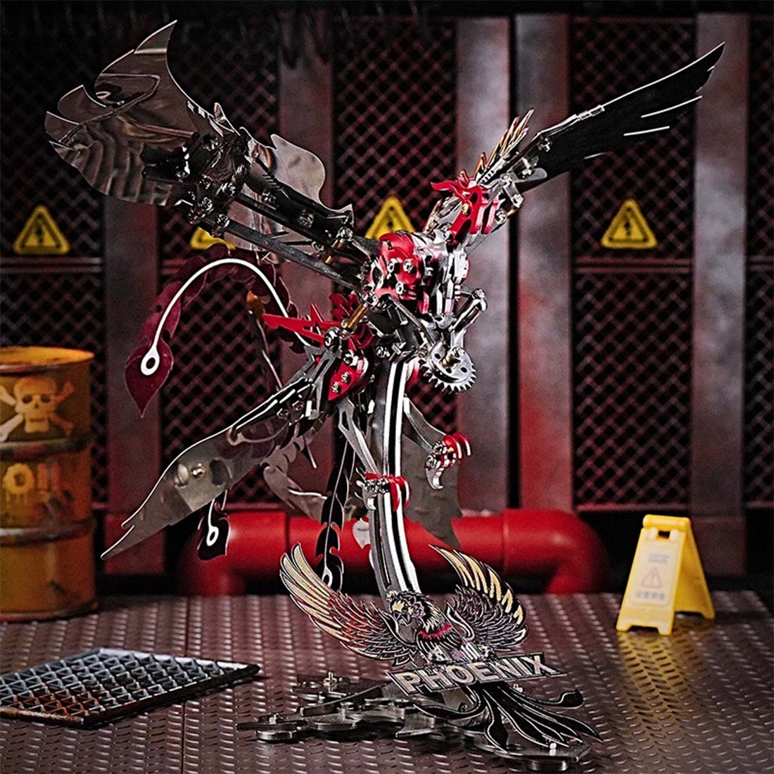 Steampunk Phoenix 3D Metal Assembly Model Kit with Mechanical Gear System - DIY Eng Mod 3D Puzzle Model Kit Diyengmod