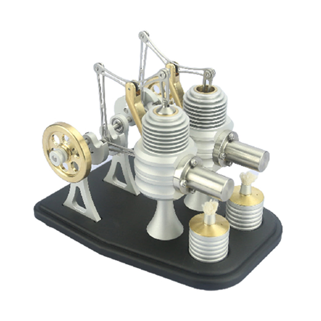 Metal Twin-Cylinder Stirling Engine Kit - Interactive Heat Engine Model for Science Enthusiasts Stirling Engine Diyengmod