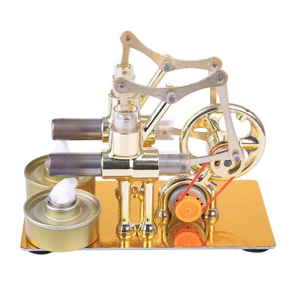 2 Cylinder Stirling Engine Physics Experiment Kit with Bulb - DIY Educational Model Multi-Cylinder Stirling Engine Diyengmod
