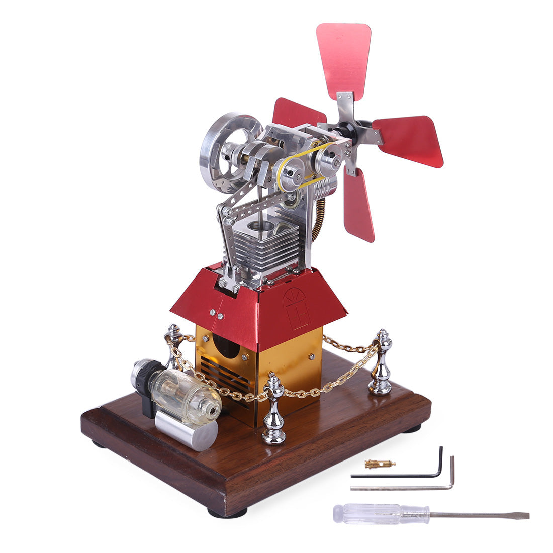 DIY Butane-Powered Stirling Engine Model with Unique Windmill Design Stirling Engine Diyengmod