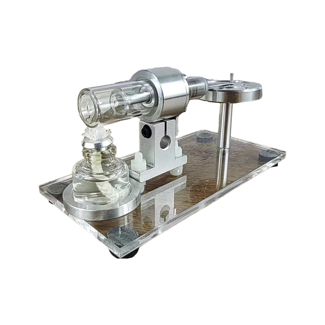 STL-HS Beta Hot Air Stirling Engine Model with Horizontal Flywheel and Wooden Base Stirling Engine Diyengmod