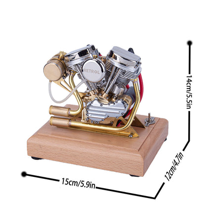 RETROL R30 Vintage Mini V2 Motorcycle Engine Model - 4.2CC OHV V-Twin Four-Stroke Gasoline Engine Engine Models Diyengmod