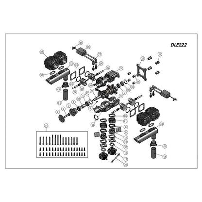 DLE222 222CC High-Performance Four-Cylinder 2-Stroke Air-Cooled Gasoline Engine for RC Airplane Models RC Airplane Diyengmod