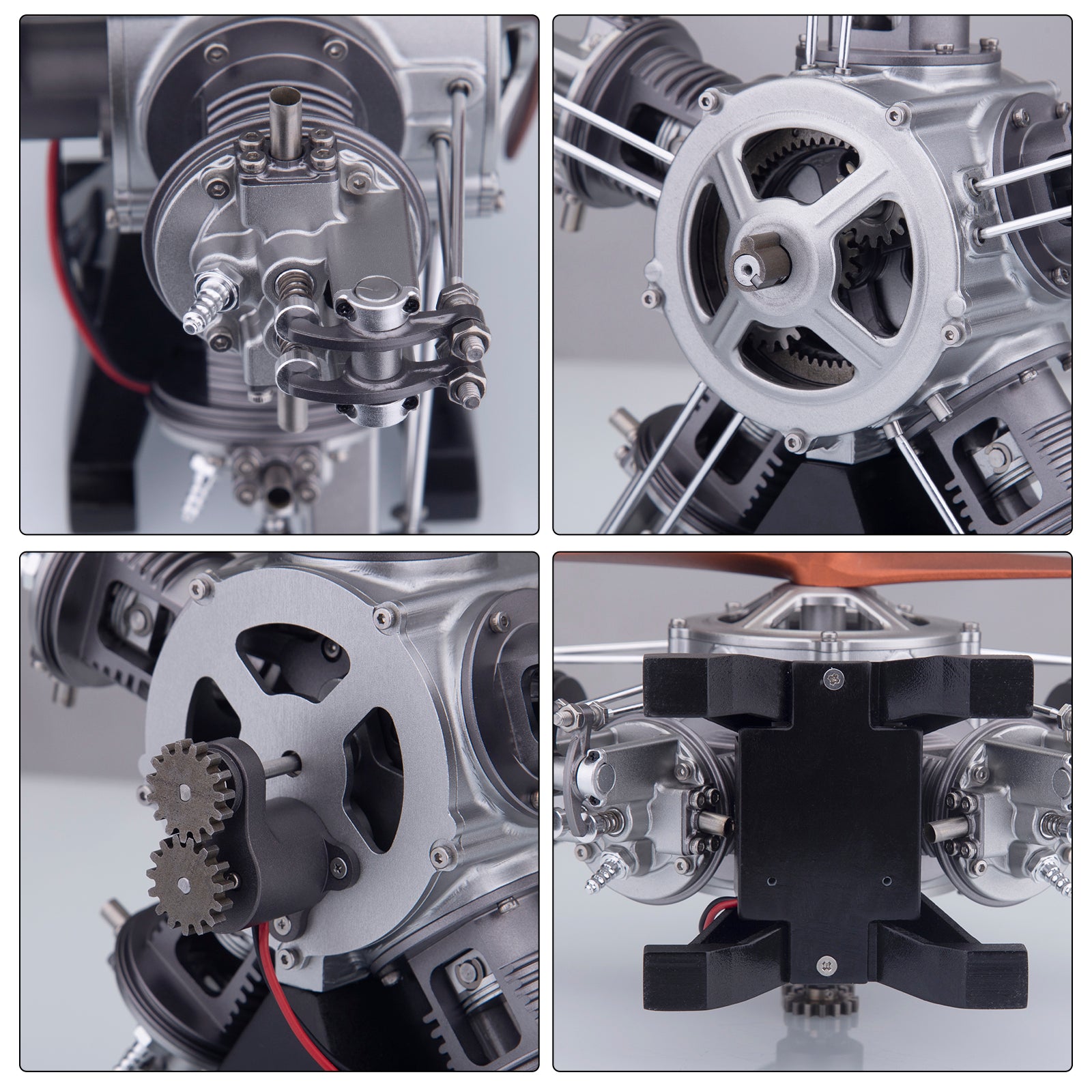 Build Your Own Functional 5 Cylinder Radial Engine Model Kit - TECHING 1:6 Scale Full Metal Engine Kit with 230+ Parts Engine Model Diyengmod