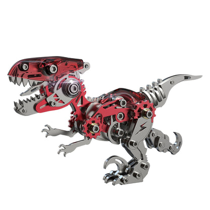 DIY 3D Metal Velociraptor Assembly Kit - 160-Piece Mechanical Dinosaur Model 3D Puzzle Model Kit Diyengmod Red