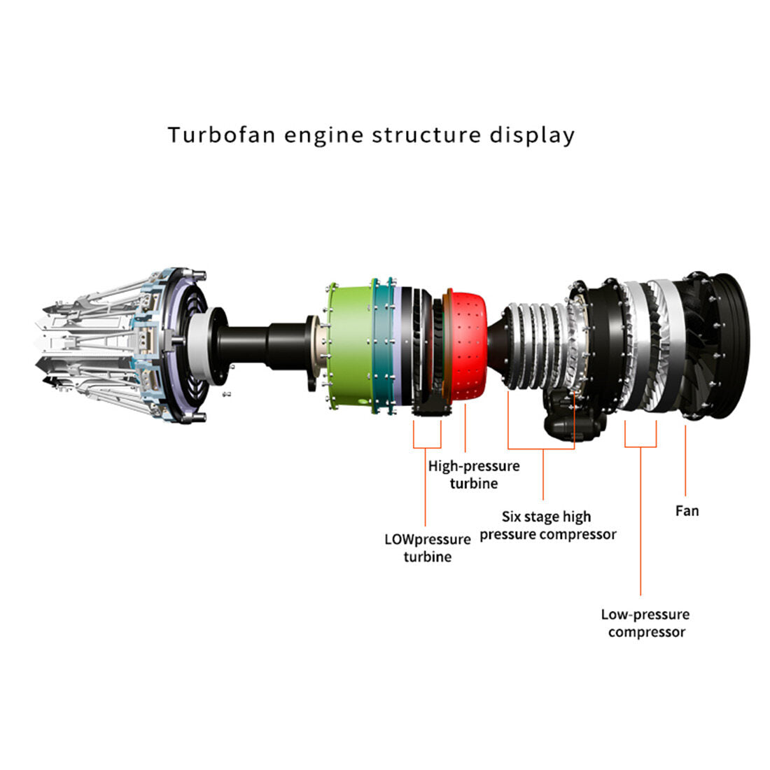 Full Metal Electric Turbofan Engine Model Kit - Assemble Your Own Working Turbojet Engine - TECHING 1/10 Scale Twin Rotor Aircraft DM135 with 600+ Pieces DIY Engine Diyengmod