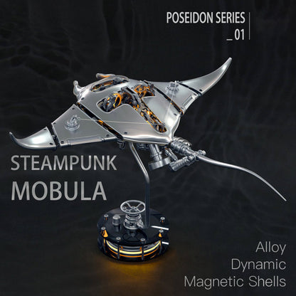 Illuminated 3D Metal Manta Ray Mechanical Model Kit - DIY Bionic Assembly 3D Puzzle Model Kit Diyengmod