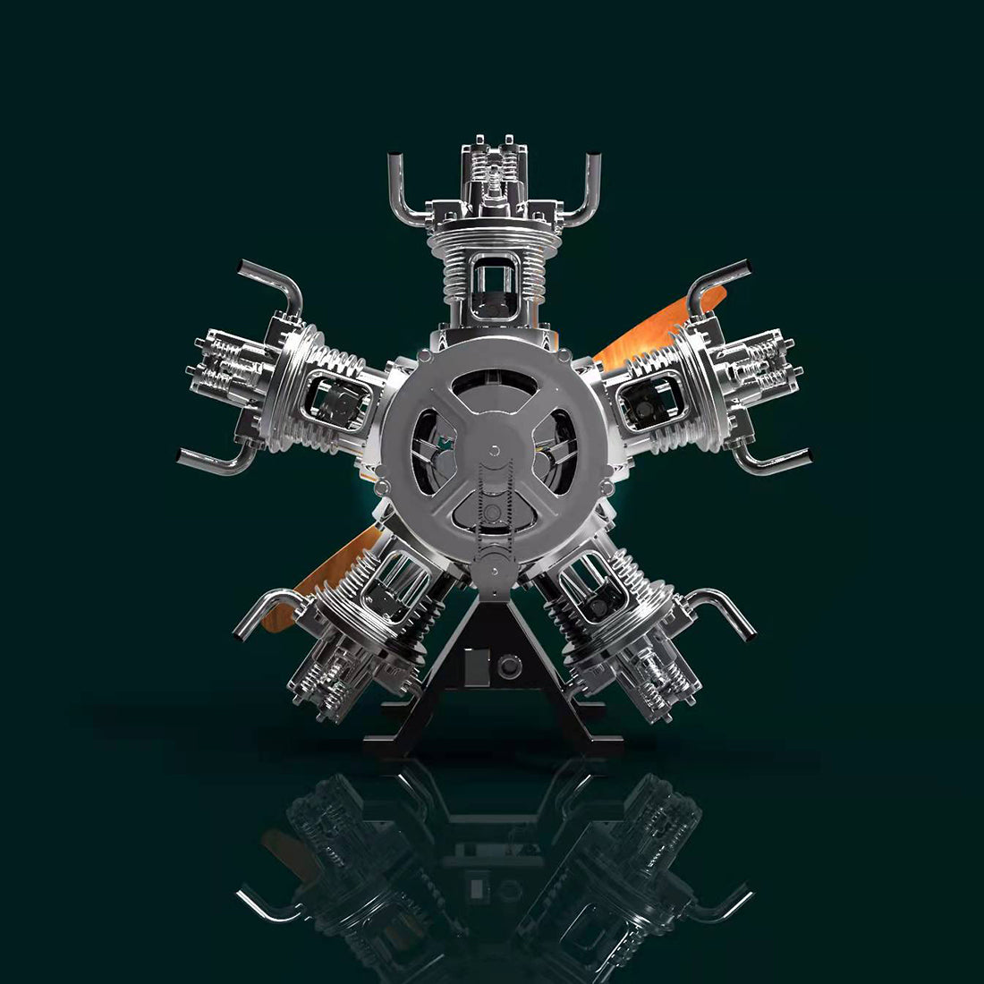 Build Your Own Functional 5 Cylinder Radial Engine Model Kit - TECHING 1:6 Scale Full Metal Engine Kit with 230+ Parts Engine Model Diyengmod