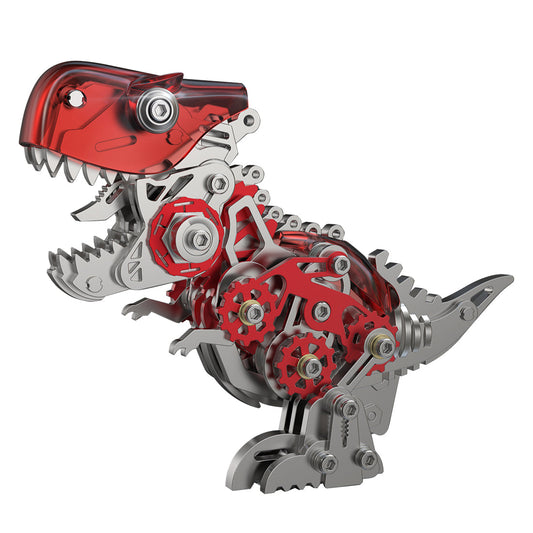 DIY 3D Metal Tyrannosaurus Rex Model Kit - 160 Piece Mechanical Dinosaur Assembly 3D Puzzle Model Kit Diyengmod Red