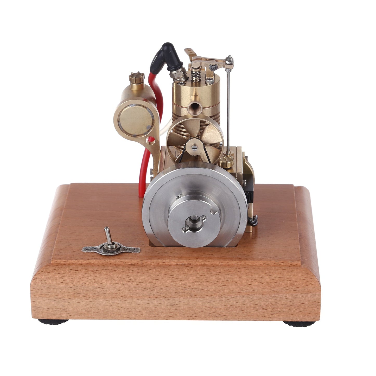 Mini 4-Stroke Gasoline Engine Model with Wooden Base - M16 1.6cc Vertical Air-cooled Single-cylinder Engine Models Diyengmod