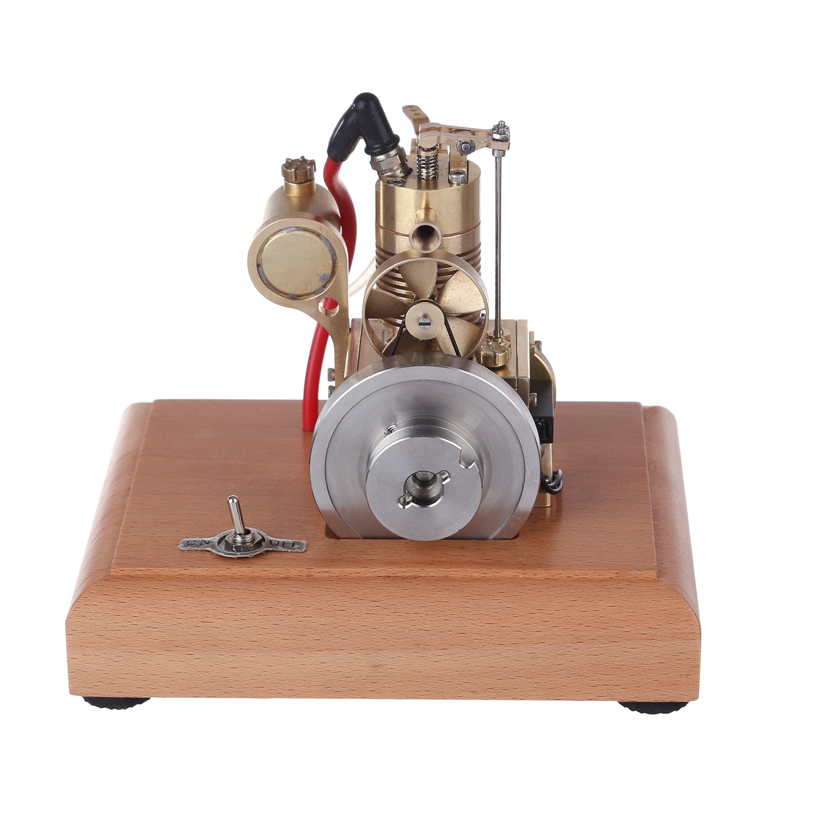 Mini 4-Stroke Gasoline Engine Model with Wooden Base - M16 1.6cc Vertical Air-cooled Single-cylinder Engine Models Diyengmod