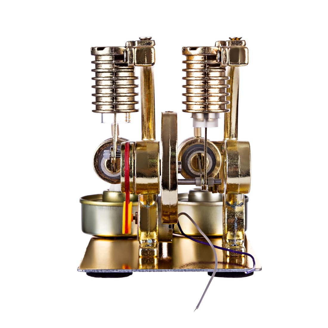 L-Shape Dual Cylinder Stirling Engine with Large Bulb and Alcohol Burner Multi-Cylinder Stirling Engine Diyengmod