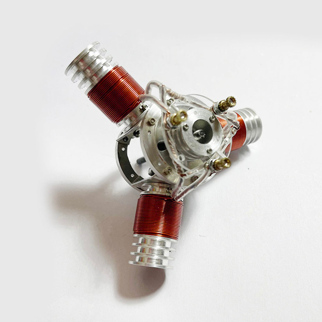 Miniature 3-Cylinder Electromagnetic Brushless Engine Model - 6-12V Metal DIY Kit Engine Model Diyengmod