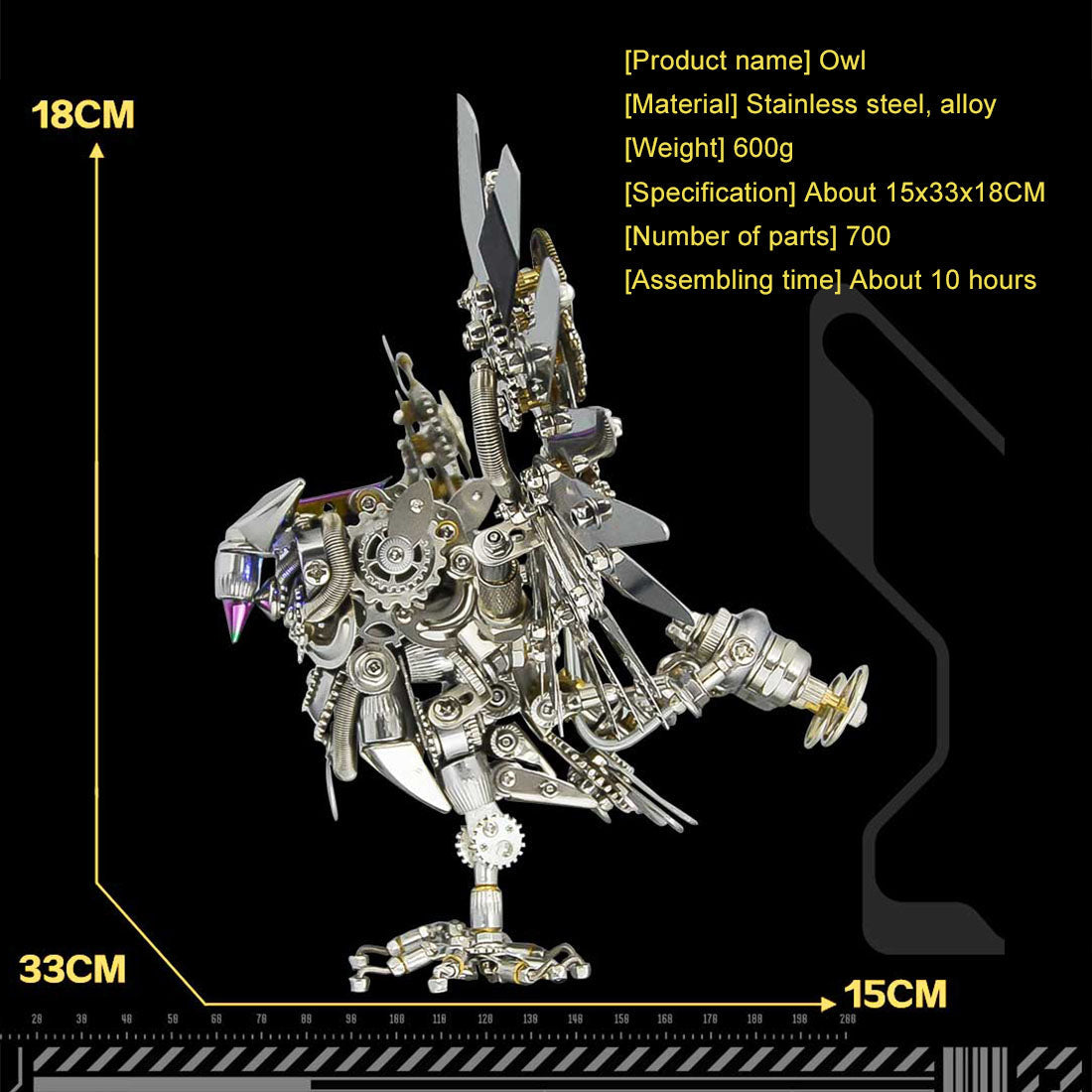 Steampunk 3D Nocturnal Owl Metal Model Kit - Spooky Halloween Decor for DIY Enthusiasts 3D Puzzle Model Kit Diyengmod