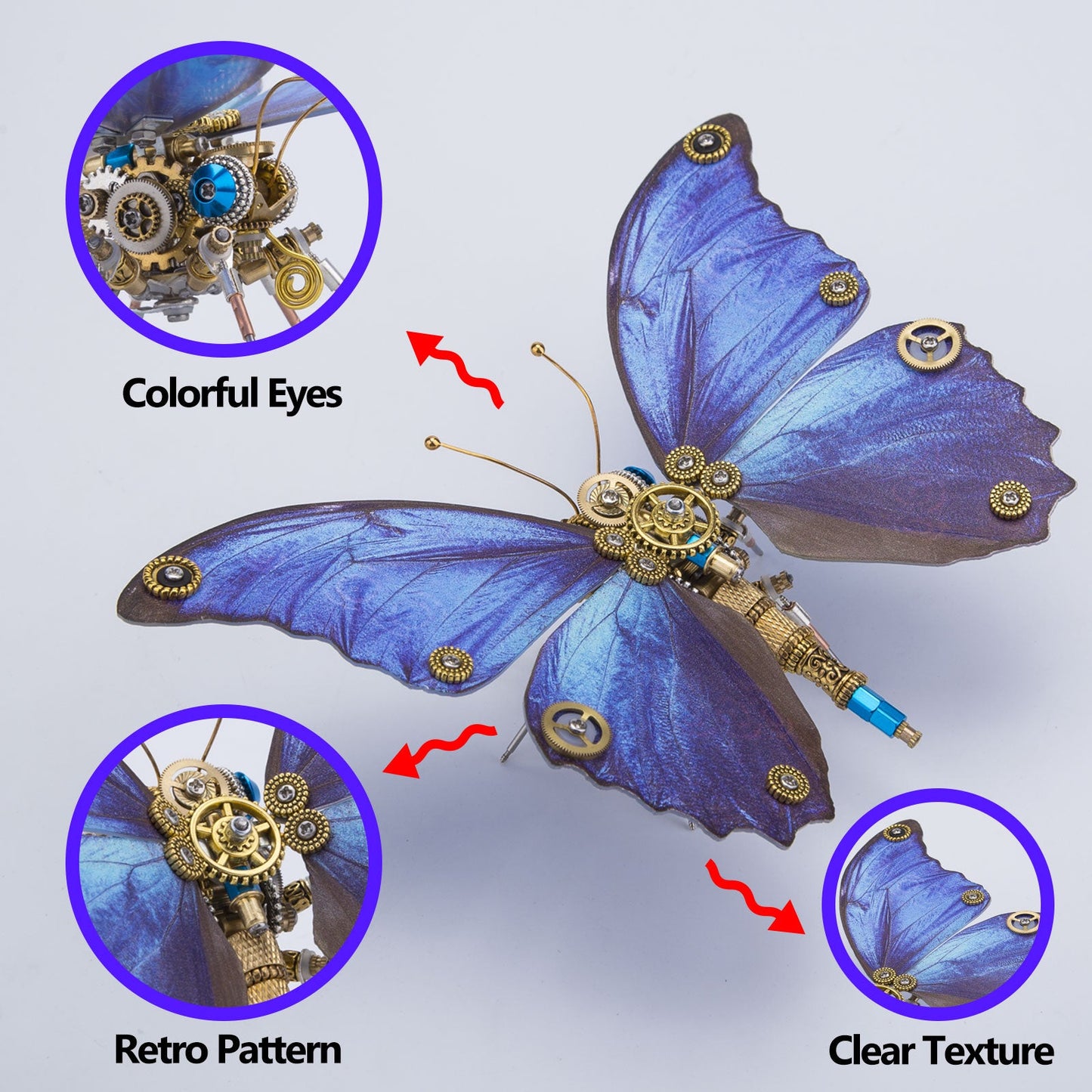 Steampunk Butterfly Metal Model Puzzle Kit for Creative DIY Enthusiasts (150+ Pieces) 3D Puzzle Model Kit Diyengmod