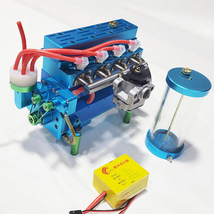 32cc Four-Cylinder Water Cooled Gasoline Engine for 1:5 RC Vehicles - DIY Engineering Model - Blue Engine Models Diyengmod