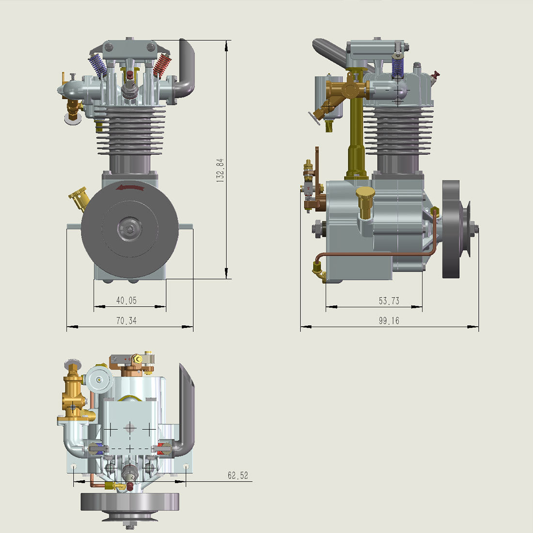 MUSA FV1A 7cc Vertical Single Cylinder Four-Stroke Gasoline Engine - Retro Flathead Design for Model Boats Engine Models Diyengmod