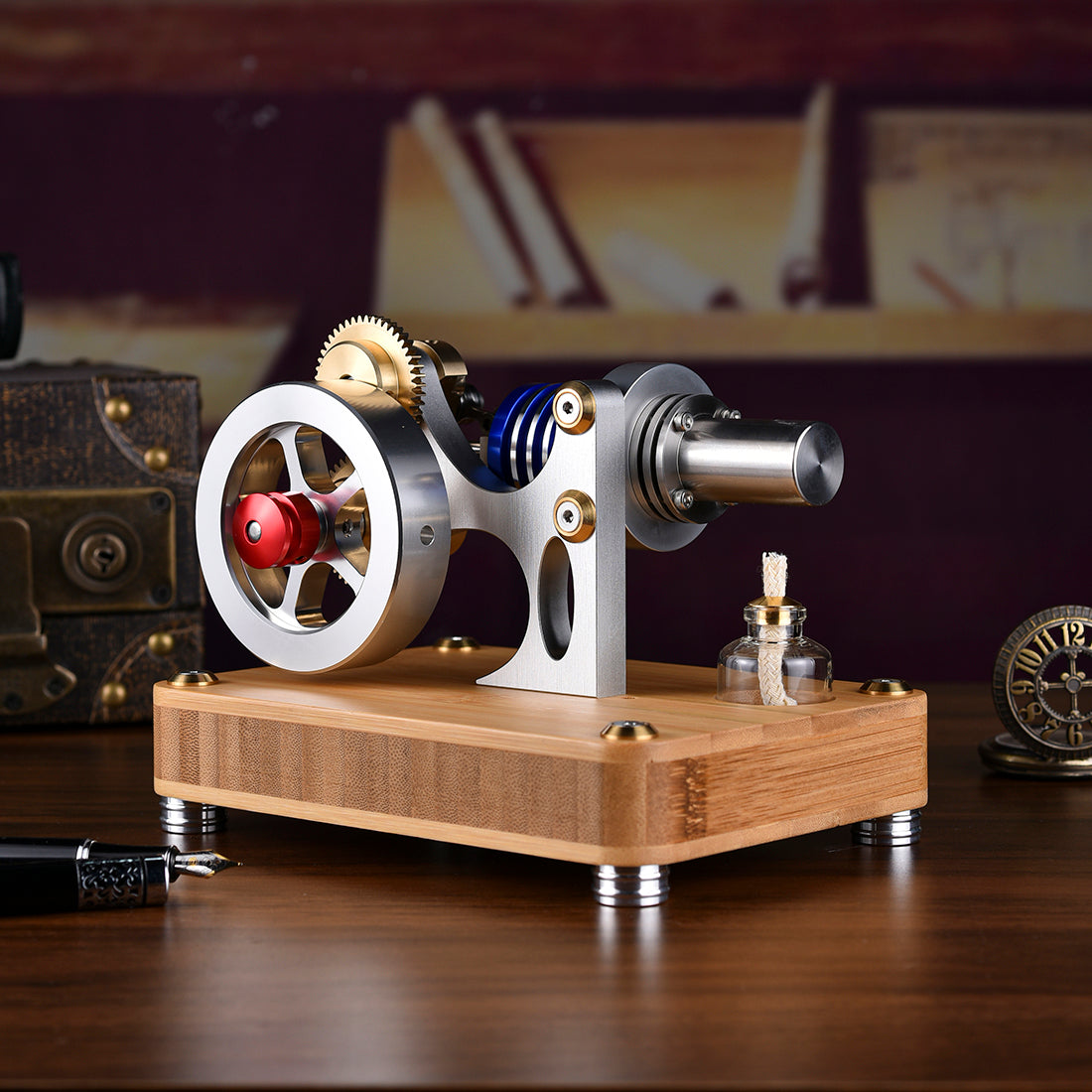 ENJOMOR Unique Rhombic Hot Air Stirling Engine Model - Educational Toy for Science and Engineering Enthusiasts Engine Models Diyengmod