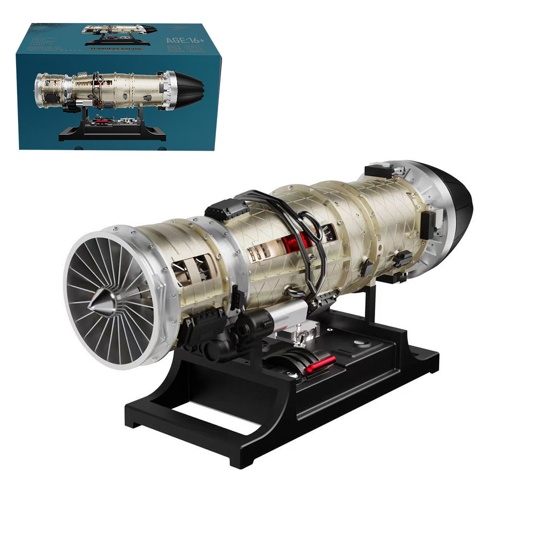 Full Metal Electric Turbofan Engine Model Kit - Assemble Your Own Working Turbojet Engine - TECHING 1/10 Scale Twin Rotor Aircraft DM135 with 600+ Pieces DIY Engine Diyengmod