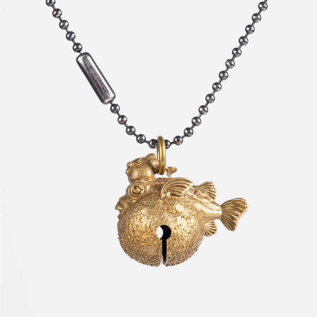 Puffed Up Elegance: Brass Globefish Bell Keychain Pendant Accessories Diyengmod