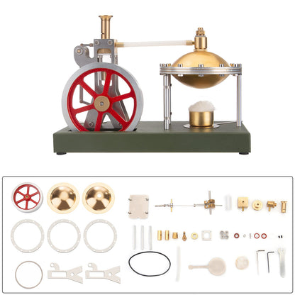 Retro Vertical Steam Engine DIY Assembly Kit with Spherical Boiler - ENJOMOR Steam Engine Diyengmod Steam Engine with Spherical Boiler