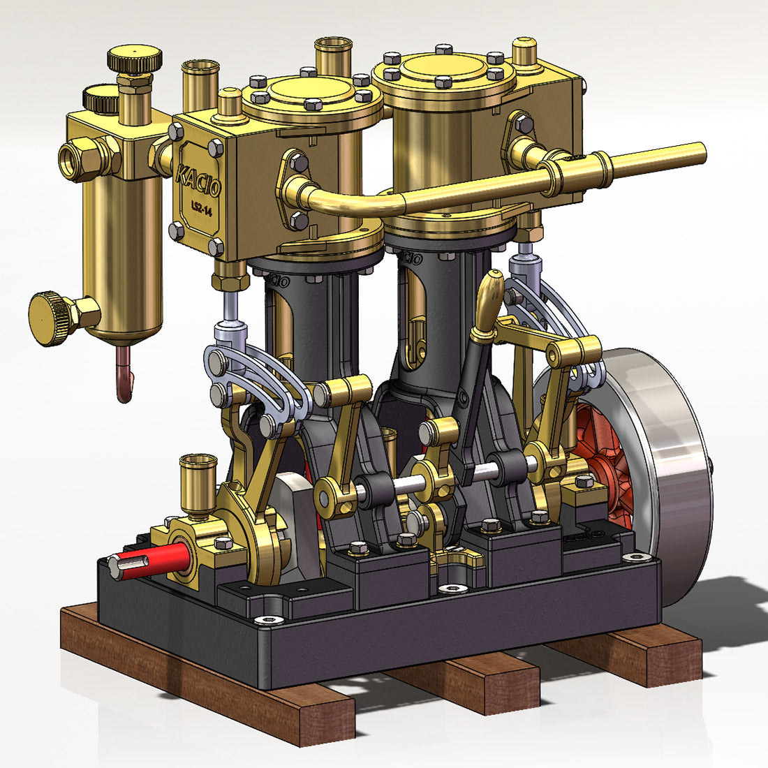 KACIO LS2-14 Double Cylinder Steam Engine Model for 80cm+ Model Ships Steam Engine Diyengmod