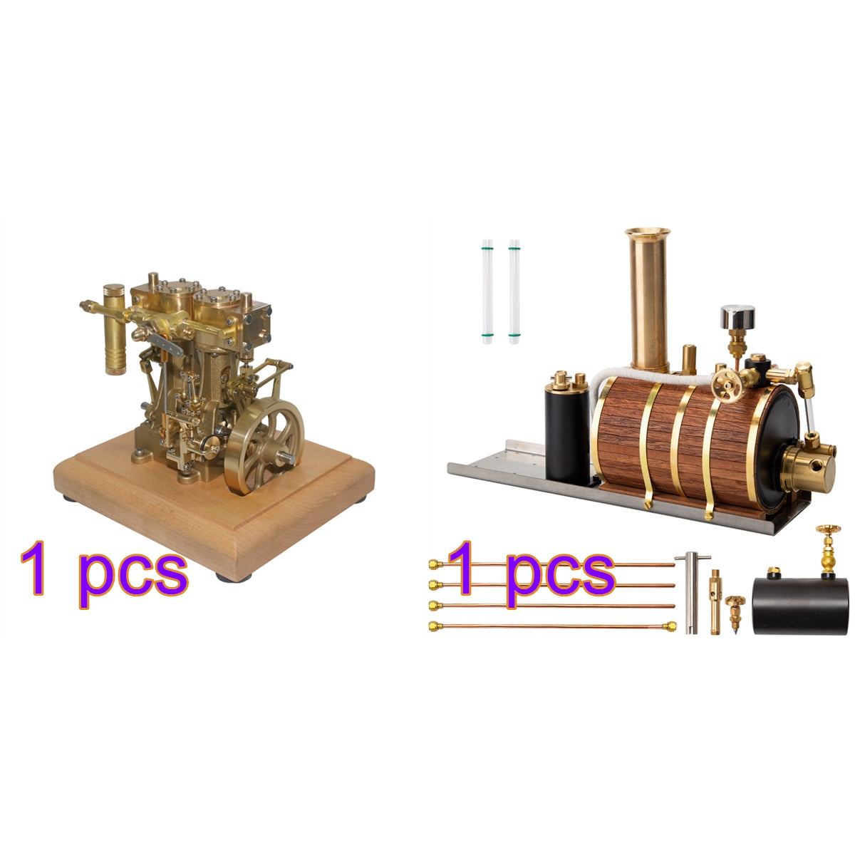 DIY Retro Vertical Double-Acting Steam Engine with 200ml Brass Boiler Model Steam Engine Diyengmod M30 with Speed Reducer