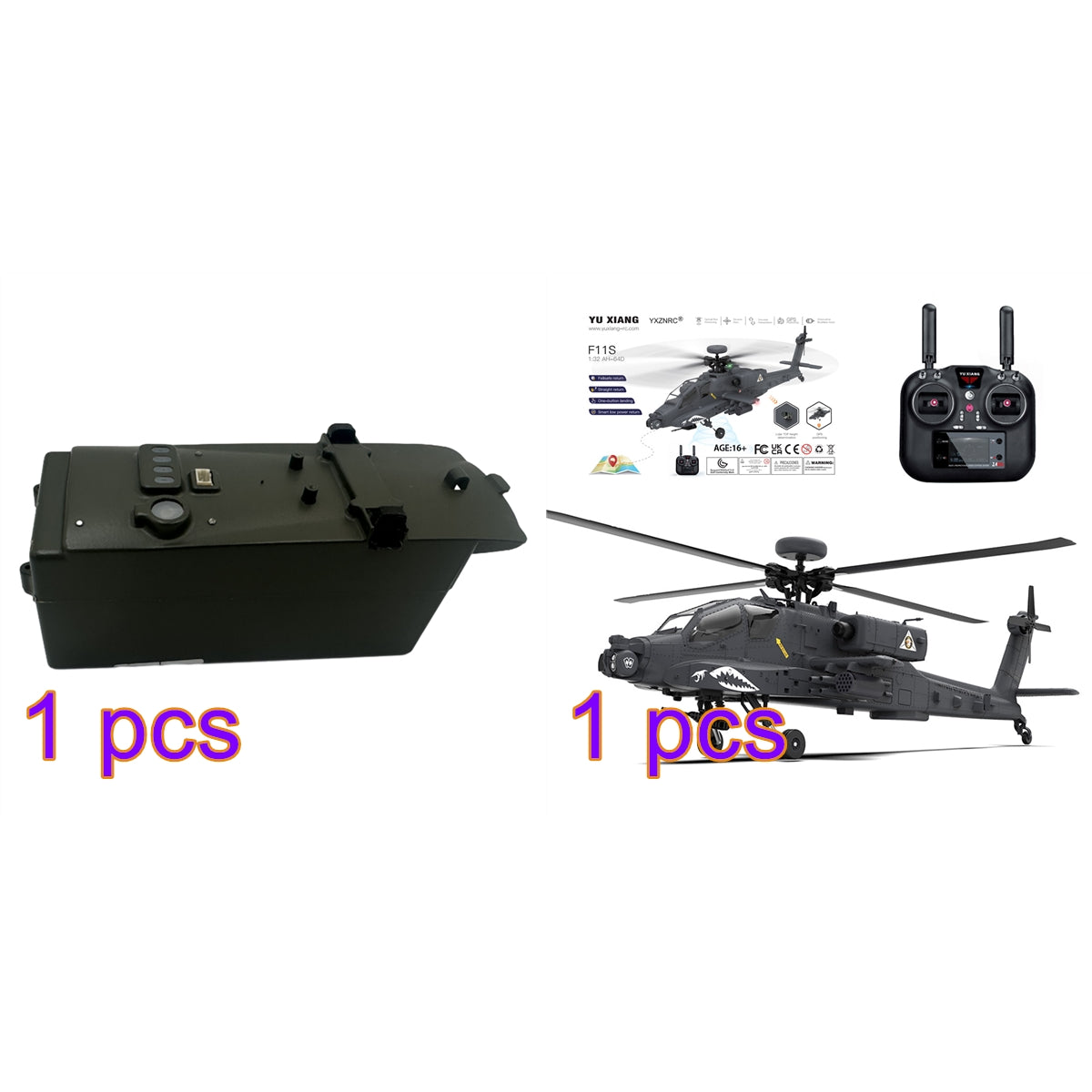 YU XIANG F11-S AH64 1/32 Scale Remote Control Apache Helicopter with GPS and 3D Stunt Capabilities RC Airplanes Diyengmod