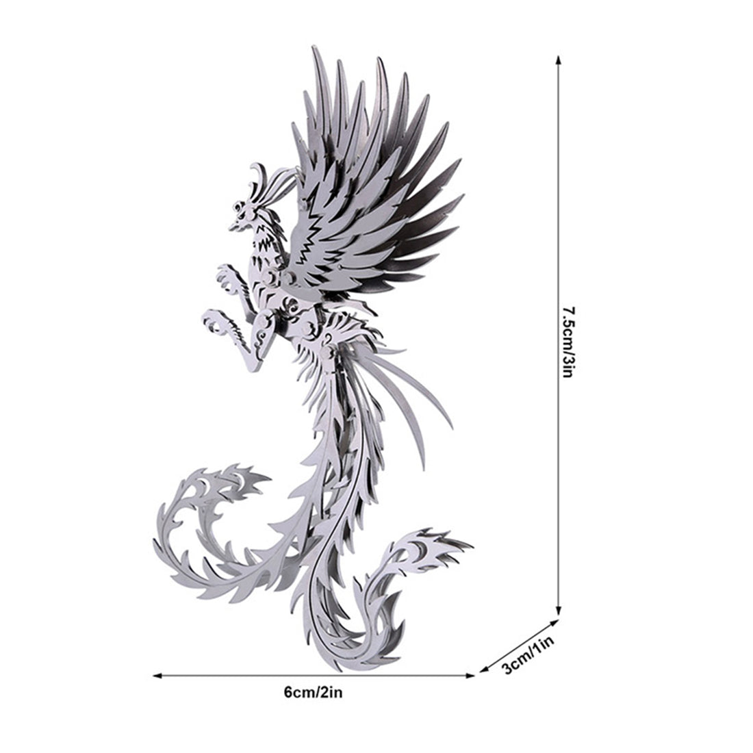 Metallic Silver Phoenix 3D Puzzle Assembly Kit - DIY Mechanical Jigsaw Craft for Creative Gifts 3D Puzzle Model Kit Diyengmod