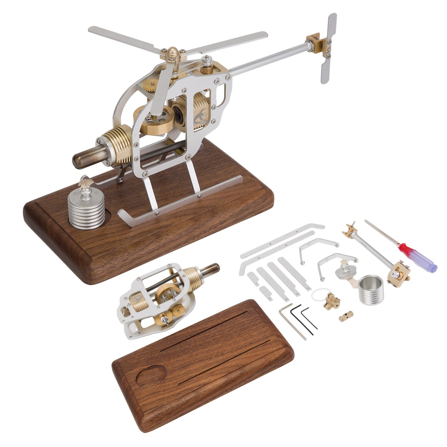 Stirling Engine Helicopter Model Kit - Educational DIY Hot Air Engine Assembly Set Engine Models Diyengmod