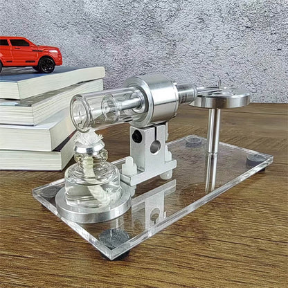 STL-HS Beta Hot Air Stirling Engine Model with Horizontal Flywheel and Wooden Base Stirling Engine Diyengmod