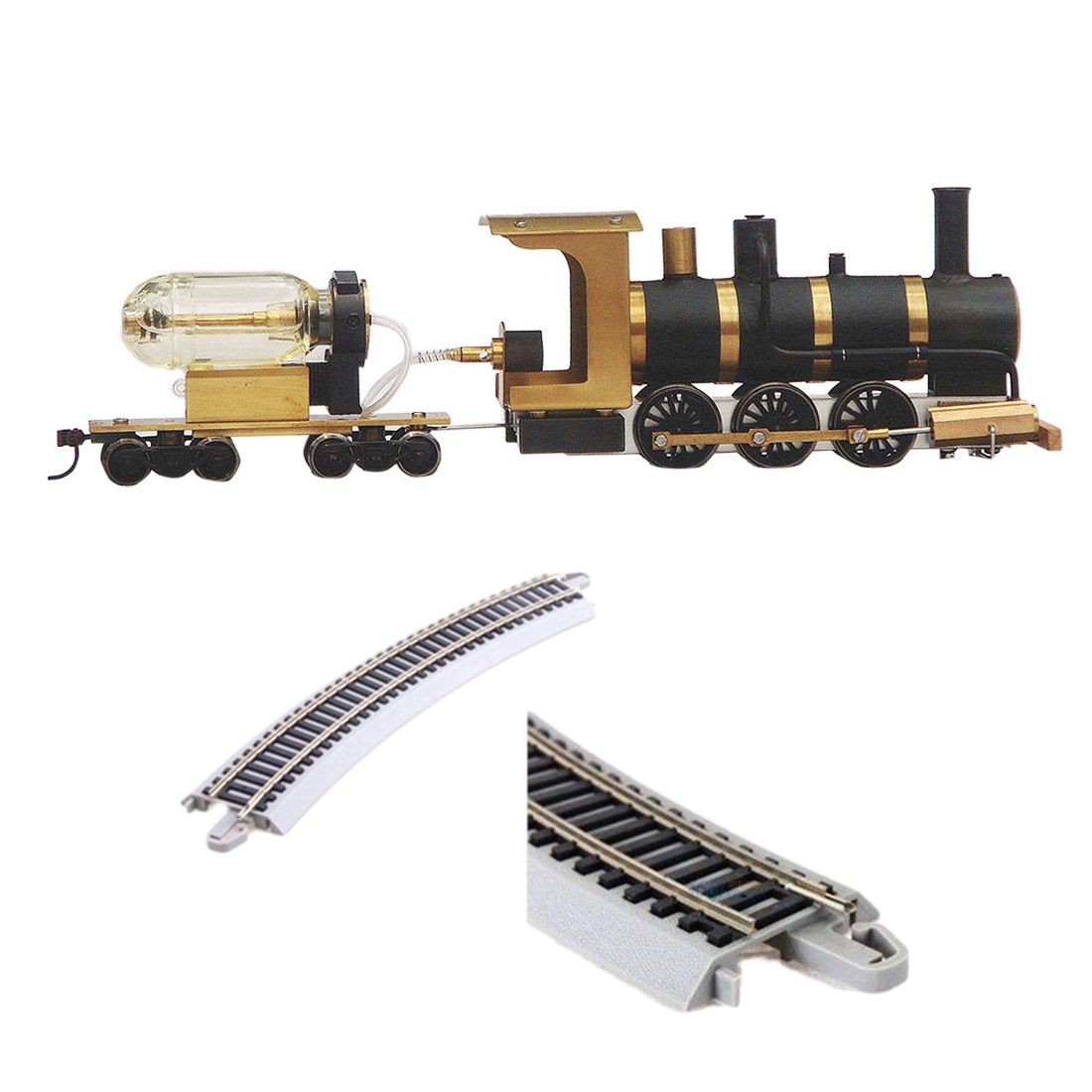 HO Scale Live Steam Locomotive Model Train with Boiler, Fuel Tank, and Track Set Steam Engine Diyengmod