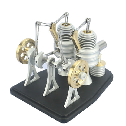 Metal Twin-Cylinder Stirling Engine Kit - Interactive Heat Engine Model for Science Enthusiasts Stirling Engine Diyengmod