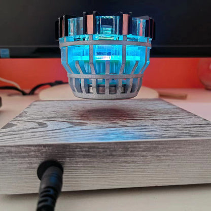 Blue Light Magnetic Levitation Reactor with Wooden Base - Creative Sci-Tech Model Engine Models Diyengmod