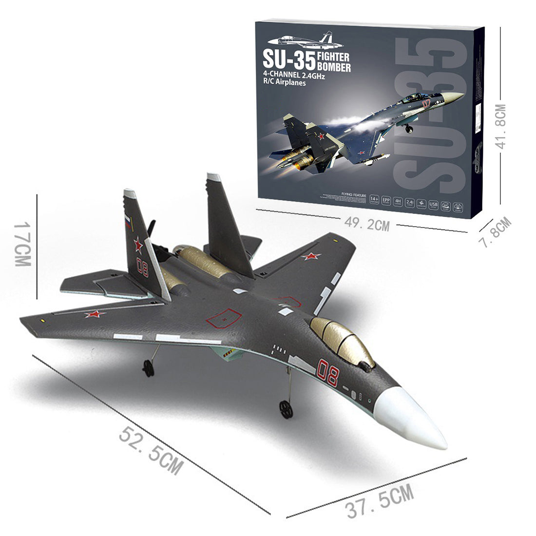 SU35 2.4G Remote Control Fighter Plane - 4CH Electric Aircraft Toy for Boys (Ready-to-Fly) RC Airplane Diyengmod